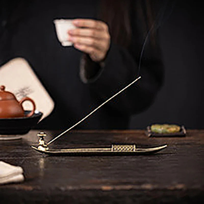 Traditional Japanese Incense Holder Old Men Fishing Boat Design | Aromatherapy Ornament for Home Decor