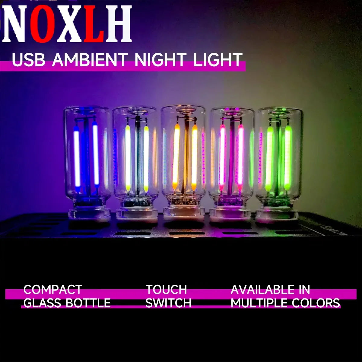 Touch Dimmable USB Night Light | Portable LED Filament Lamp for Car and Bedroom