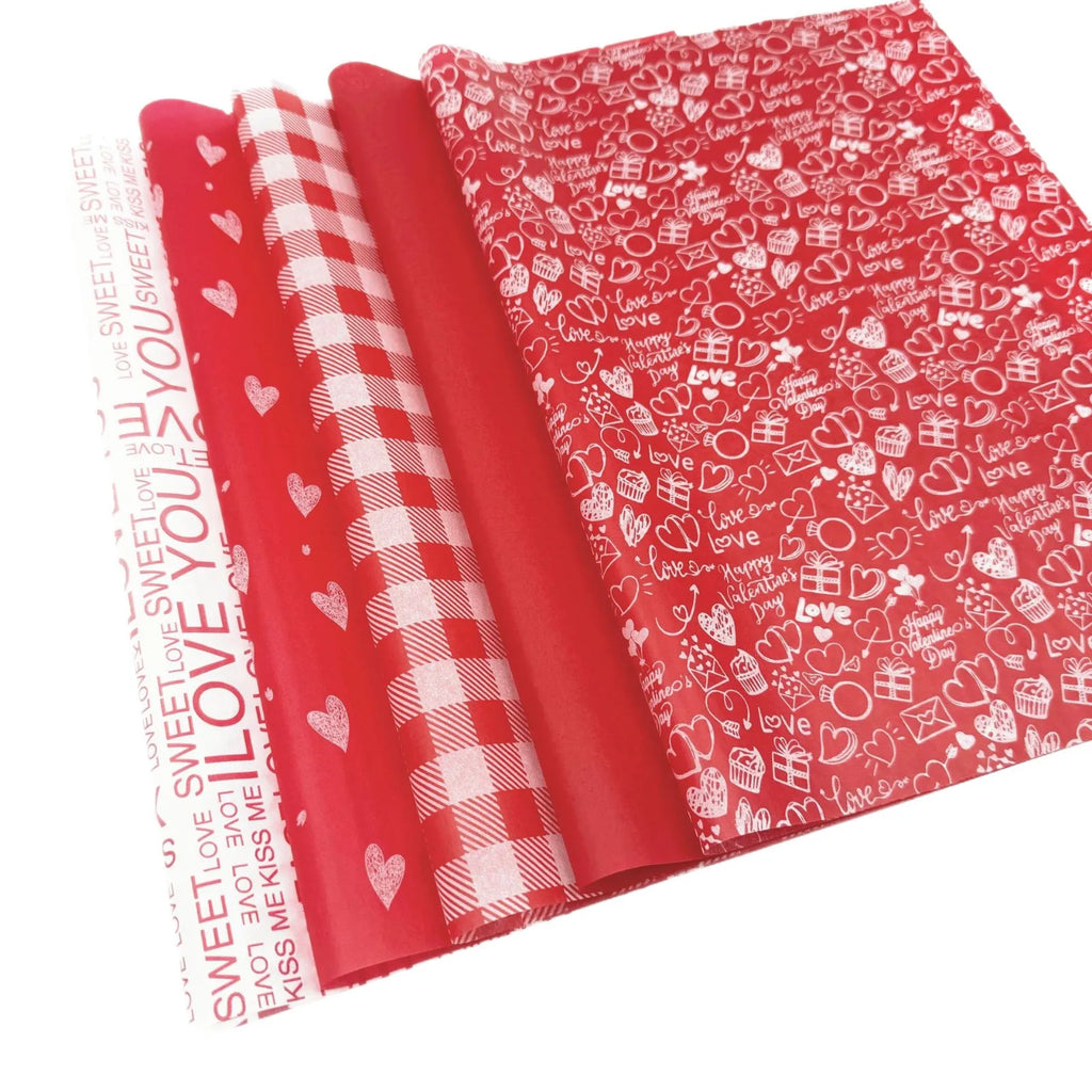 30Pcs Valentine's Day Red Parchment Paper Sheets | 5 Style Choices for Gift Wrapping & Party Decor