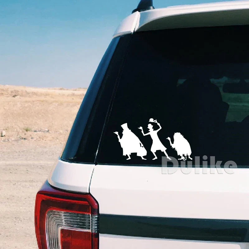 Cartoon Hitchhiking Ghosts Vinyl Sticker | Car Window Decoration