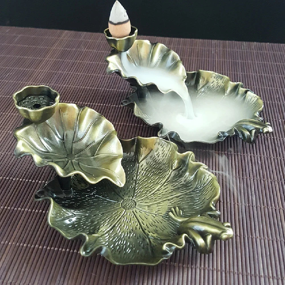 Backflow Incense Waterfall Burner | Metal Frog and Fish Aromatherapy Decor