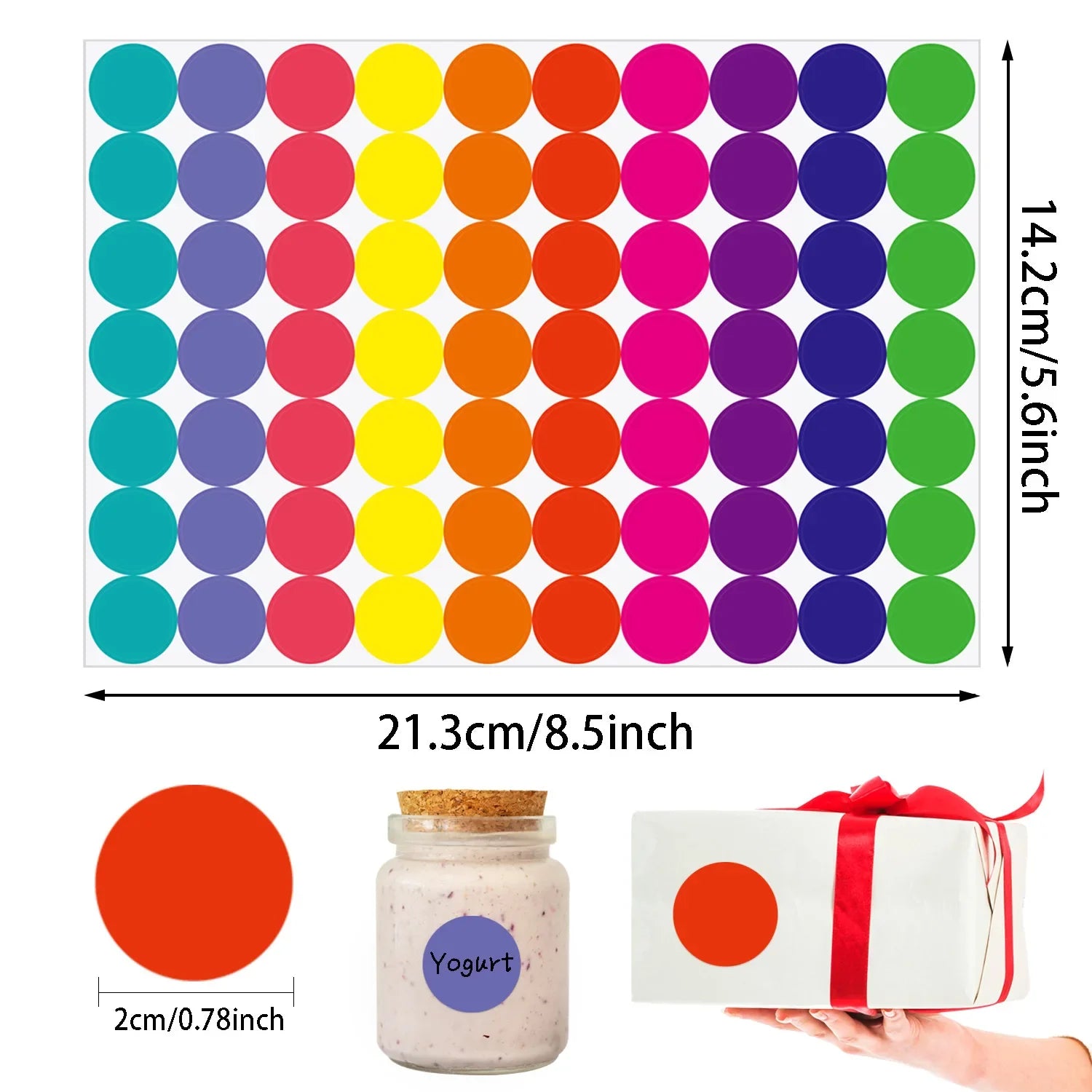 Colorful Dot Glue Stickers | Round Label Paper Pack for Organization and Gifts