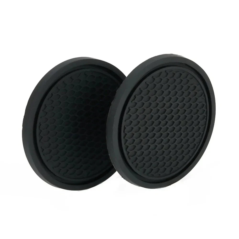 2pcs Black Car Cup Holder Anti Slip Coaster Pads | Universal Interior Accessories