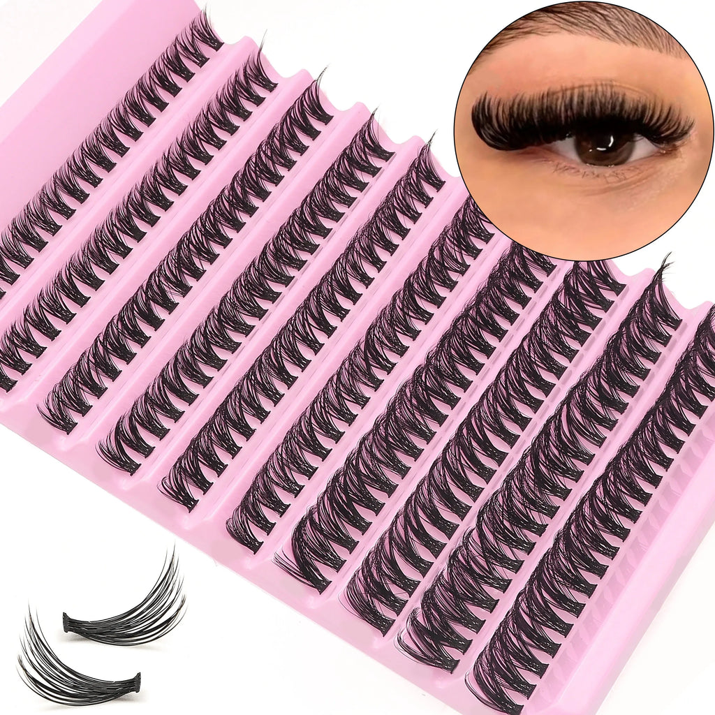 D-Curl Cluster Lashes Kit 200Pcs | DIY Natural Lash Extensions
