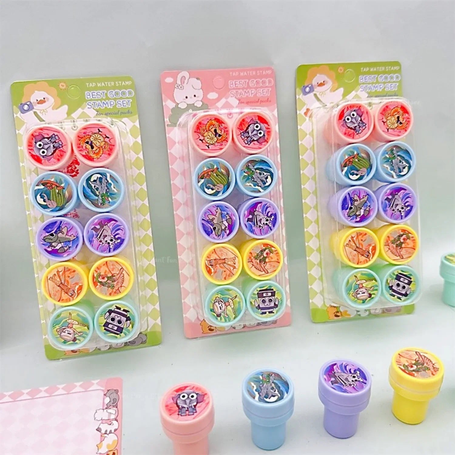10Pcs Cartoon Animal Stamps | Party Favors and Classroom Rewards