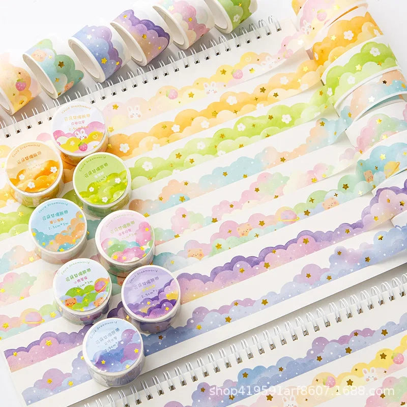 Kawaii Gradient Clouds Washi Tapes | DIY Scrapbooking and Journaling Stickers