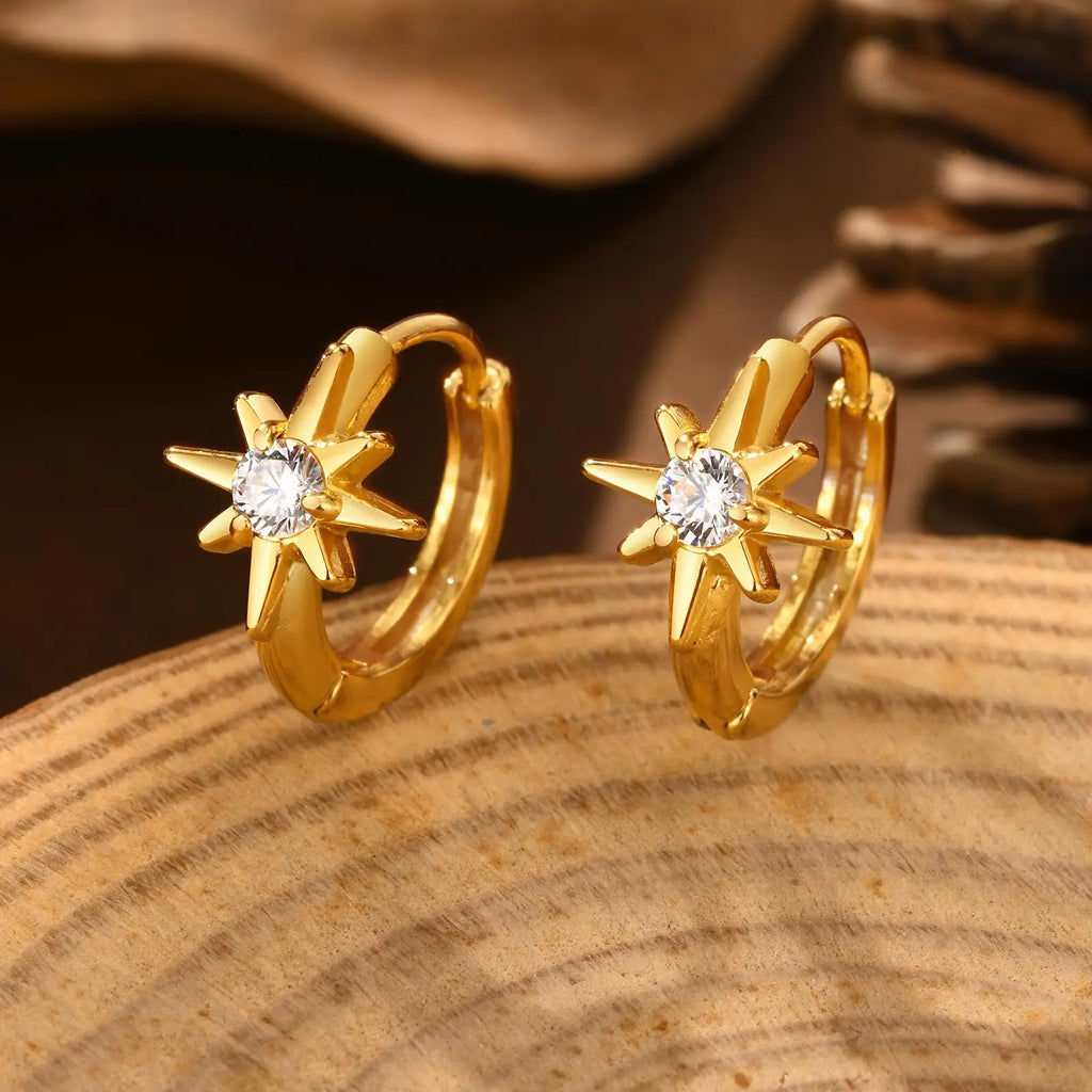 Heart-Shaped Zircon Earrings for Women | Stainless Steel Gold Hoop Earrings