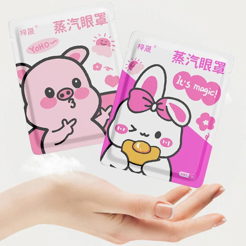 10Pcs Disposable Self-Heating Steam Eye Mask | Cartoon Sleep Aid & Eye Relaxation