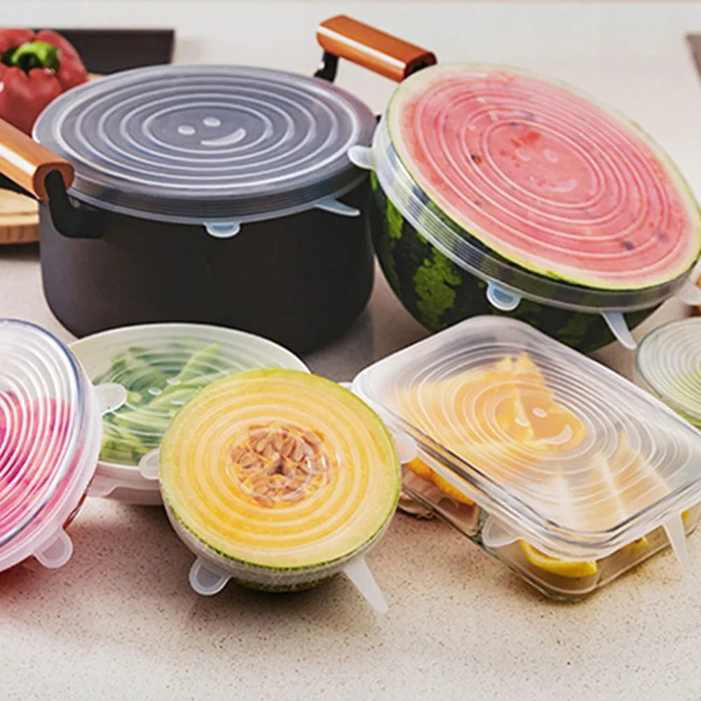6 Pcs Silicone Stretch Lids for Kitchen Food Covers | Universal Bowl Caps