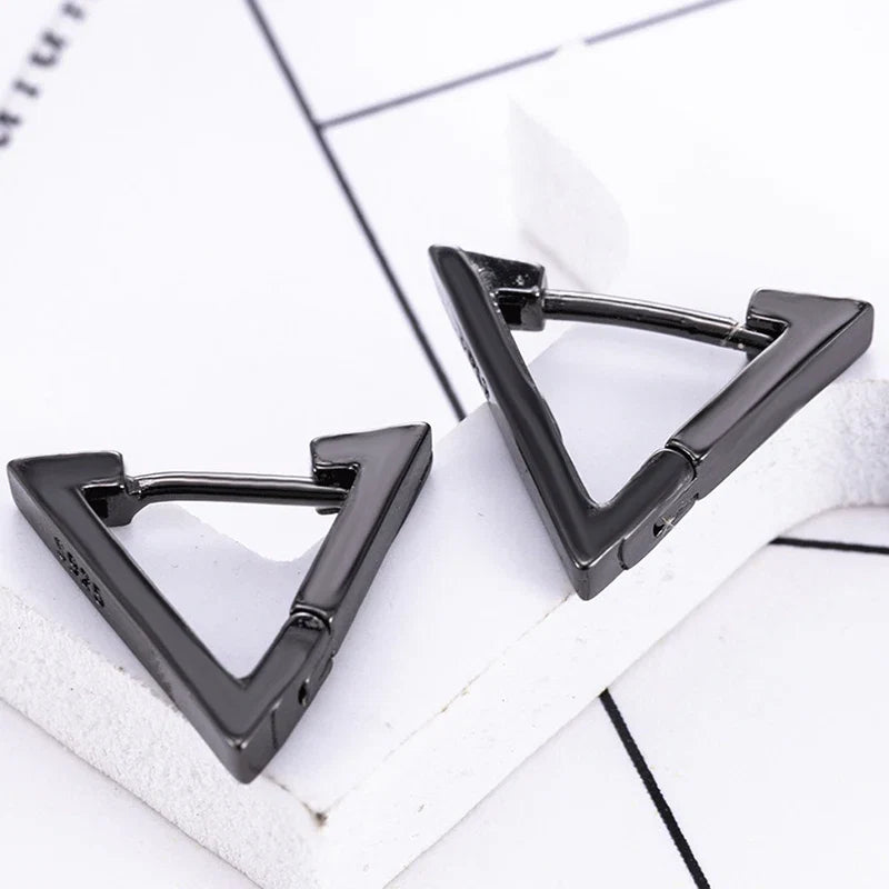 Vintage Punk Stainless Steel Stud Earrings for Men Women | 1 Pair Black Earrings Set