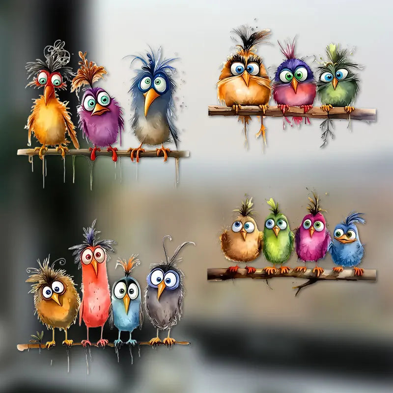 Funny Cartoon Bird Window Stickers | Self-Adhesive PVC Home Decals