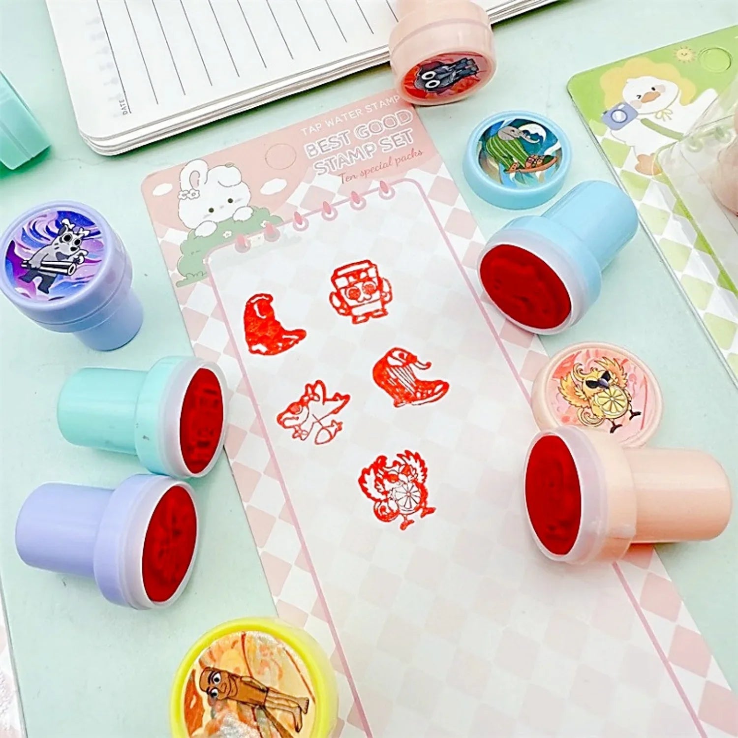 10Pcs Cartoon Animal Stamps | Party Favors and Classroom Rewards