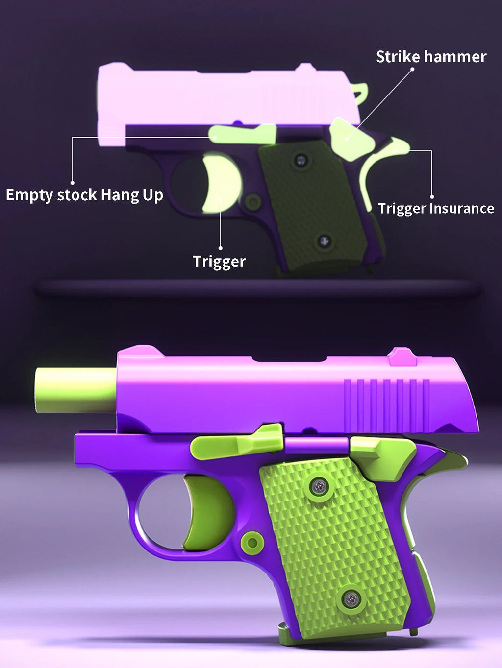 Mini M1911 Mechanical Linkage Toy Gun | Non-Launchable Fidget Toy Model