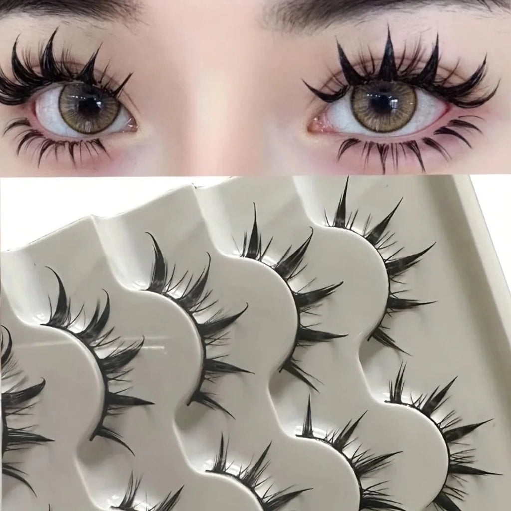 Anime-Inspired False Eyelashes 5 Pairs | Comic Eye Cos Faux Lashes Demon Style