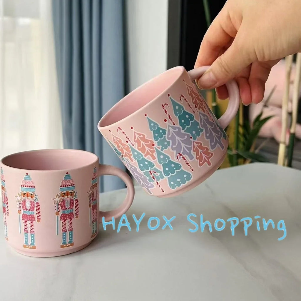 Vintage Christmas Ceramic Mug Set | Holiday Gift for Couples