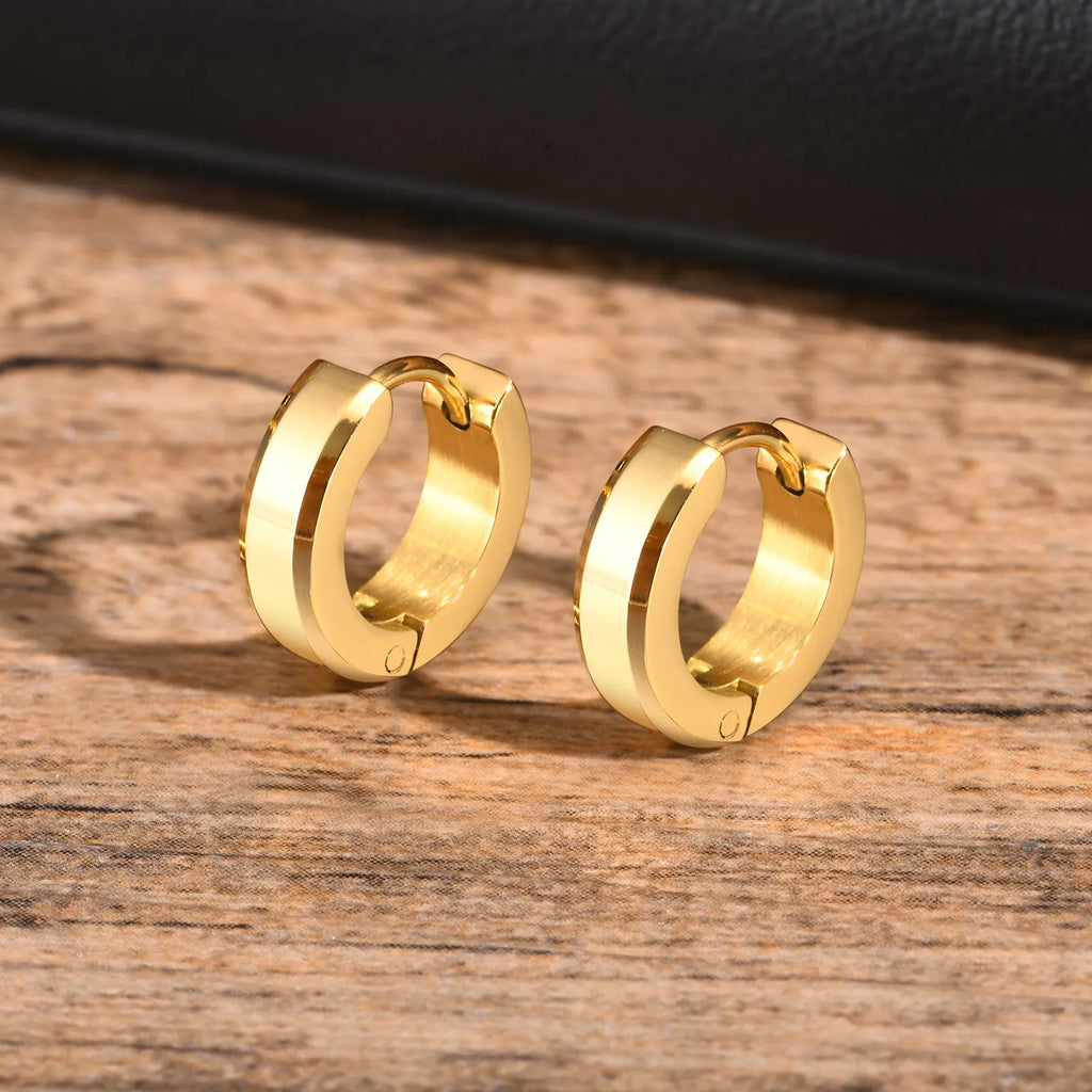 Men Hoop Earrings | Stainless Steel Small Huggies Earrings for Daily Wear