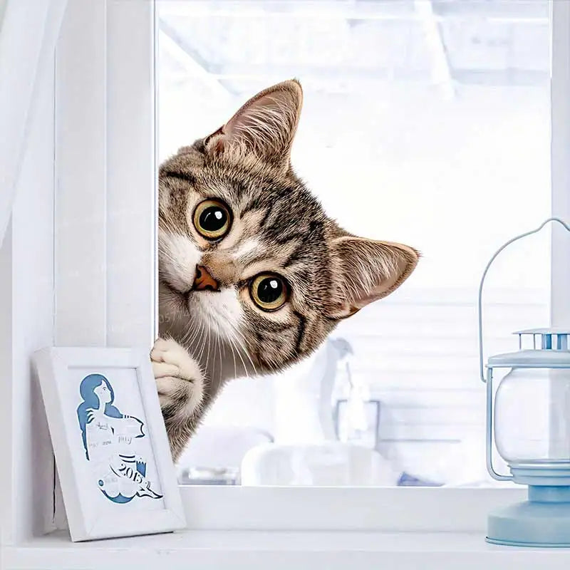 Cat Peeking Window Wall Sticker | Funny Home Decoration Decal