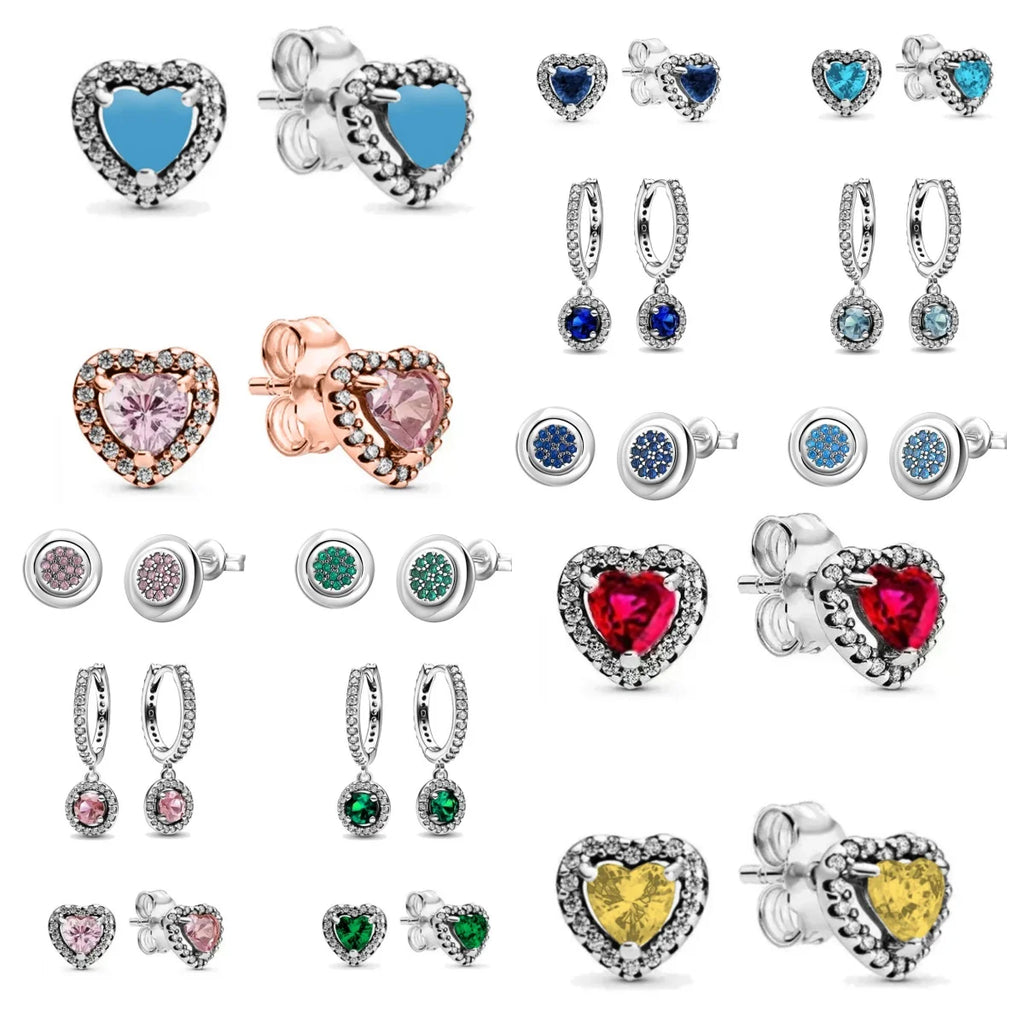 925 Sterling Silver Heart Shaped Zircon Earrings | Charming Girls Jewelry Gift