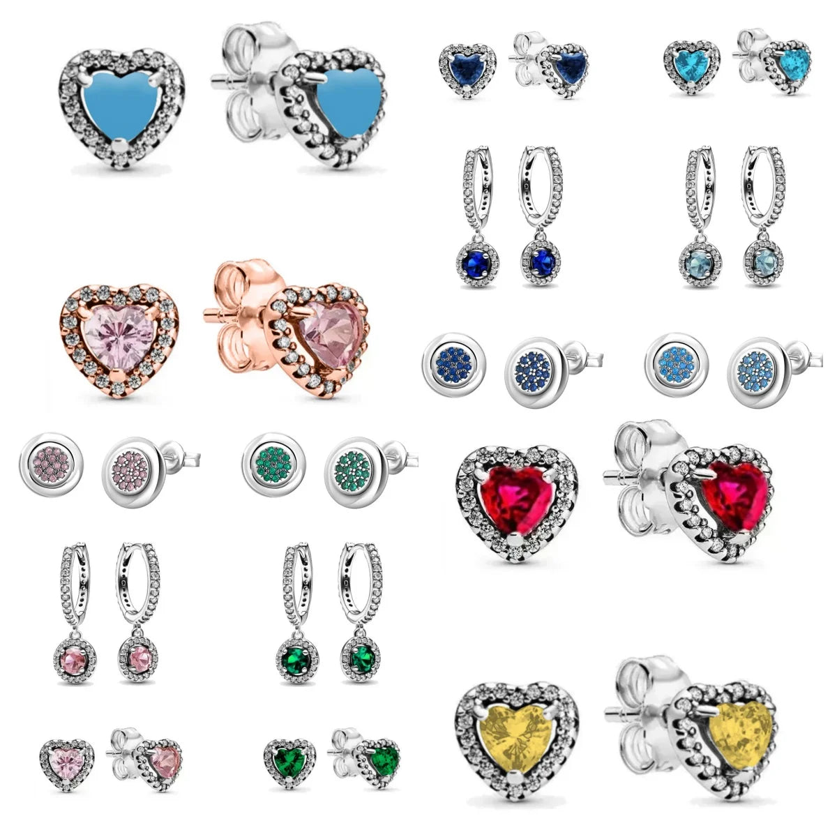 925 Sterling Silver Heart Shaped Zircon Earrings | Charming Girls Jewelry Gift