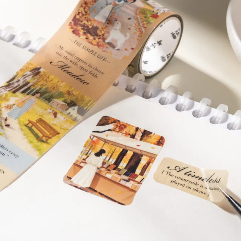 Leisure Holiday Vacation PET Die-Cut Tape Sticker Roll | 4.5x200cm for Journal Scrapbook