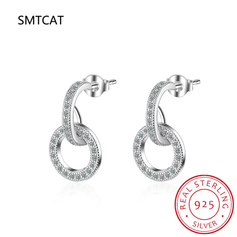 Sterling Silver Moissanite Circle Stud Earrings | D Color VVS1 Classic Jewelry