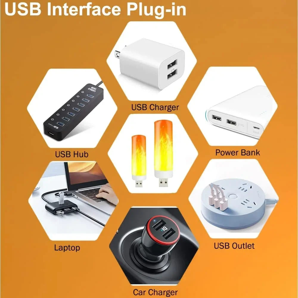 USB LED Flame Light Bulb | Simulated Candle Night Lamp