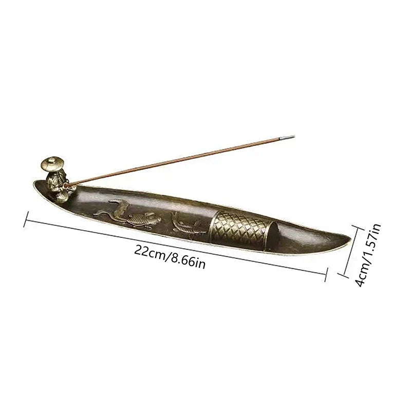 Traditional Japanese Incense Holder Old Men Fishing Boat Design | Aromatherapy Ornament for Home Decor