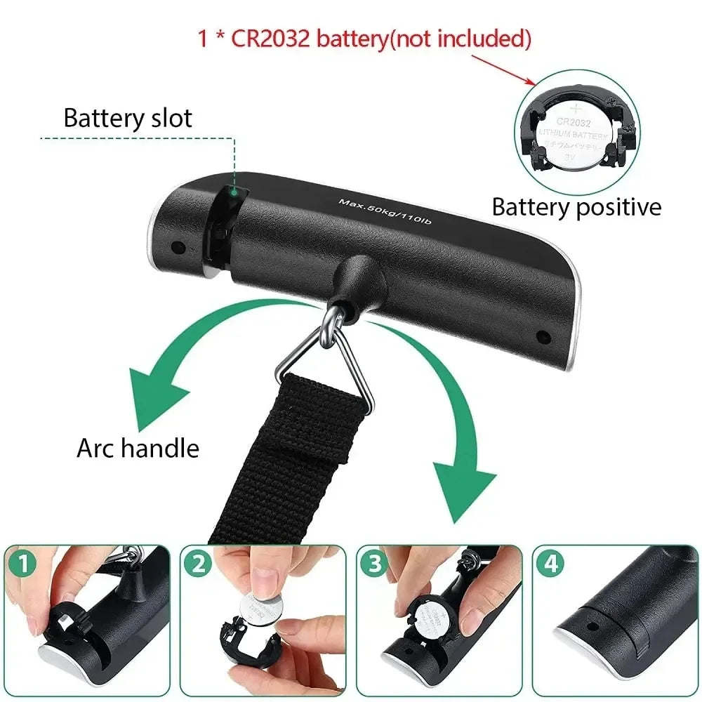 Portable Digital Luggage Scale | 110lb/50kg Travel Hanging Scale with LCD Display
