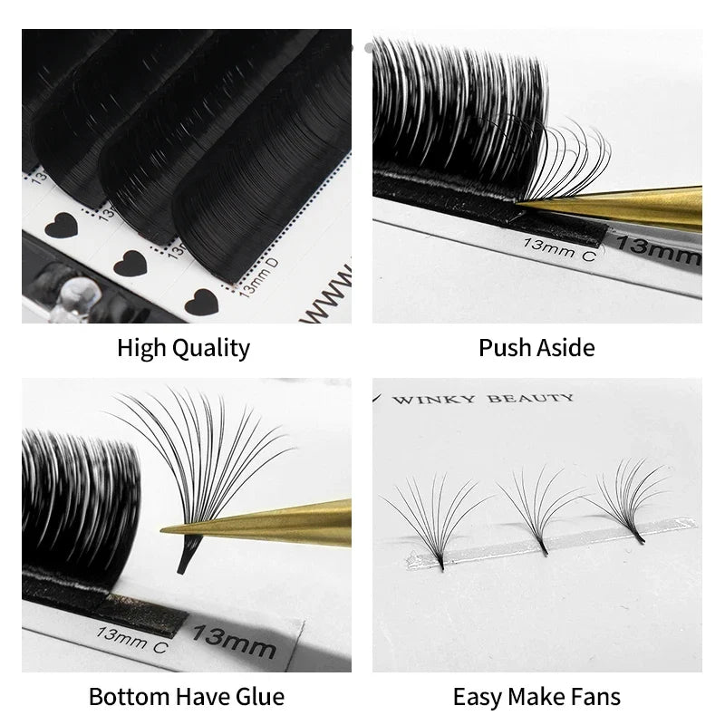 Self Blooming Eyelash Extensions | Easy Fanning Volume Lashes 0.03 0.05 0.07 C D Curl