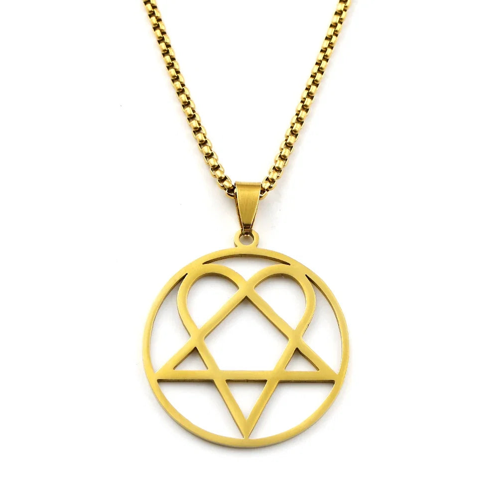 Stainless Steel Heartagram Pendant Necklace | Unisex Music Band Jewelry Gift