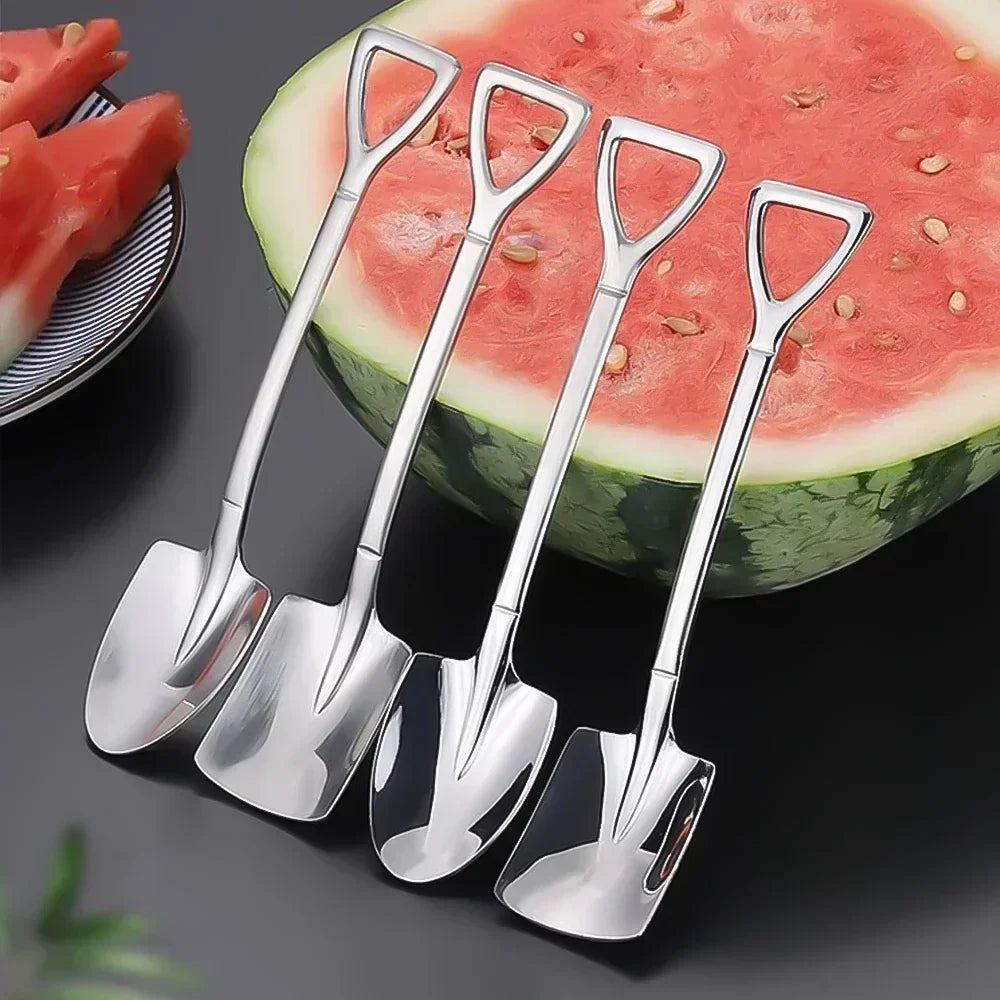 Stainless Steel Dessert Spoon Set | Shaped Spade Scoop for Ice Cream and Fruit