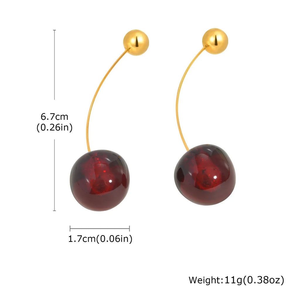 Vnox Vivid 3D Cherry Earrings | Fashion Cute Fruit Drop Earrings for Women