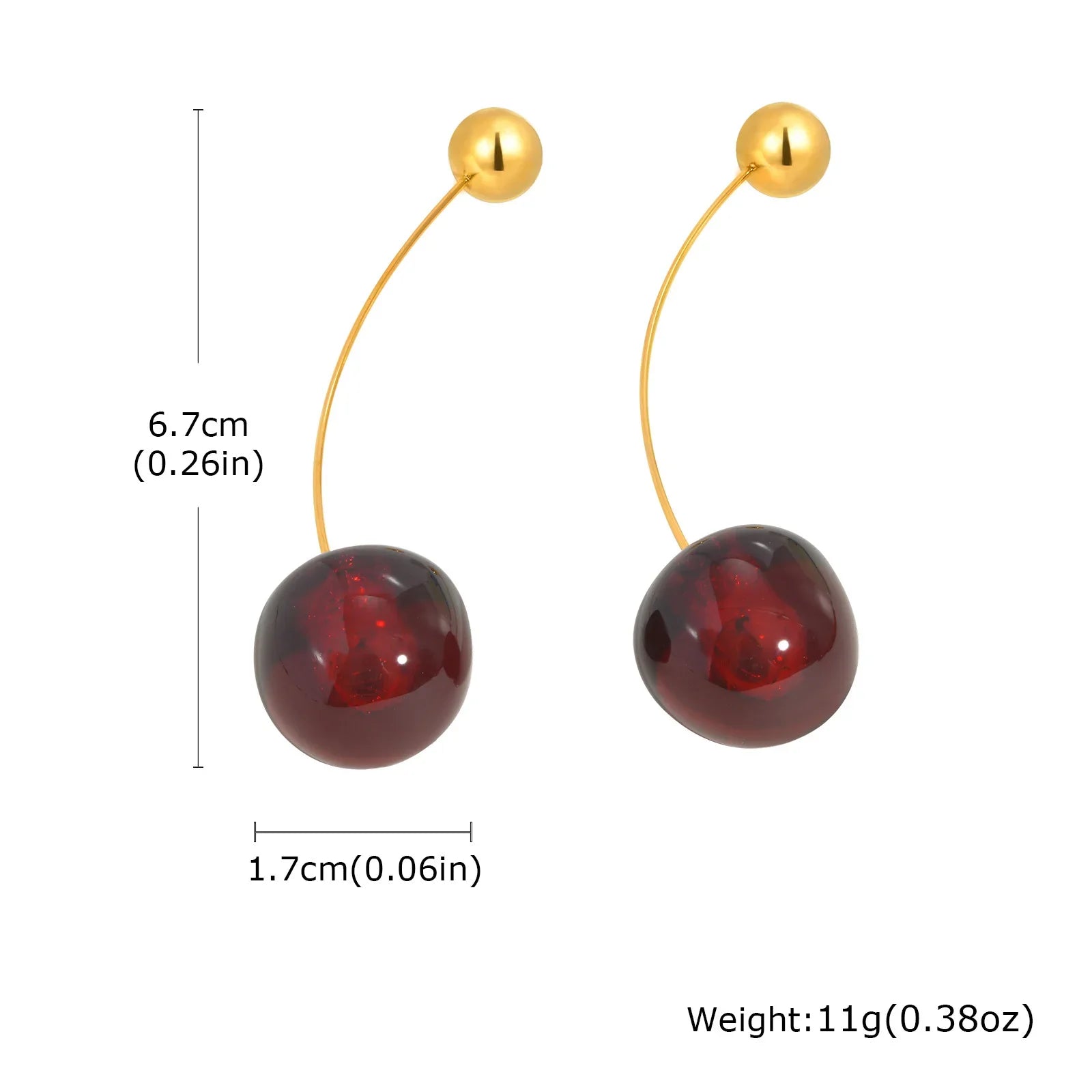 Vnox Vivid 3D Cherry Earrings | Fashion Cute Fruit Drop Earrings for Women