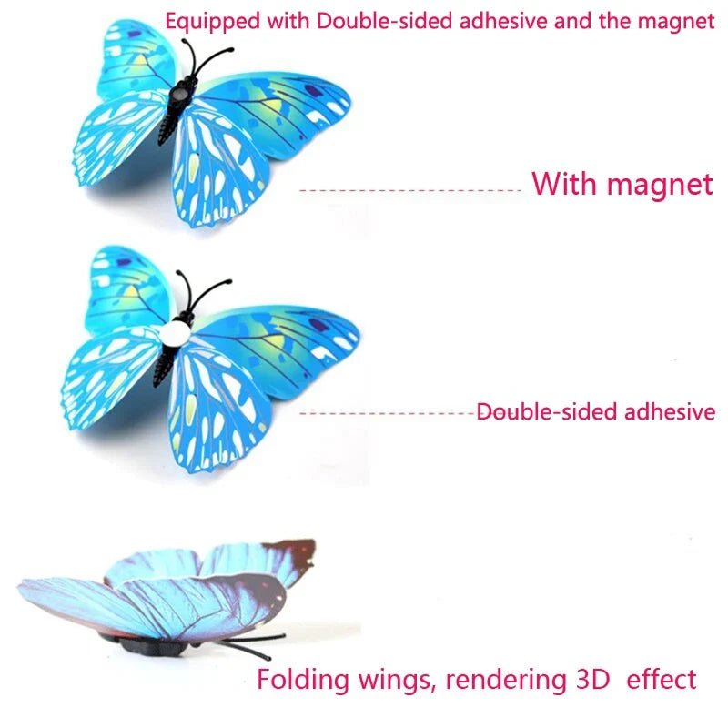 3D Butterfly Wall Stickers | 12/24pcs Magnetic Decor for Refrigerator and Walls