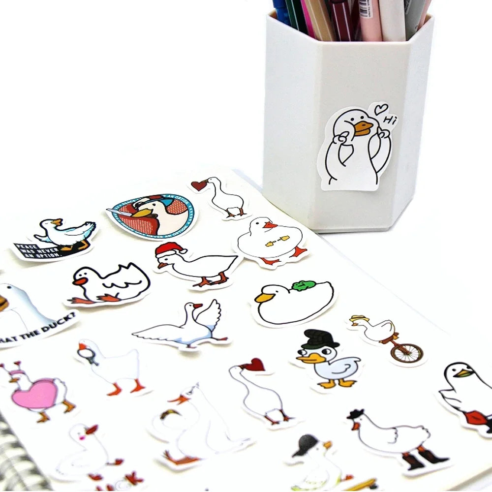 Kawaii Call Duck Stickers 10/50/100pcs | Cute Cartoon Decals for Kids DIY Laptop Scrapbook Stationery
