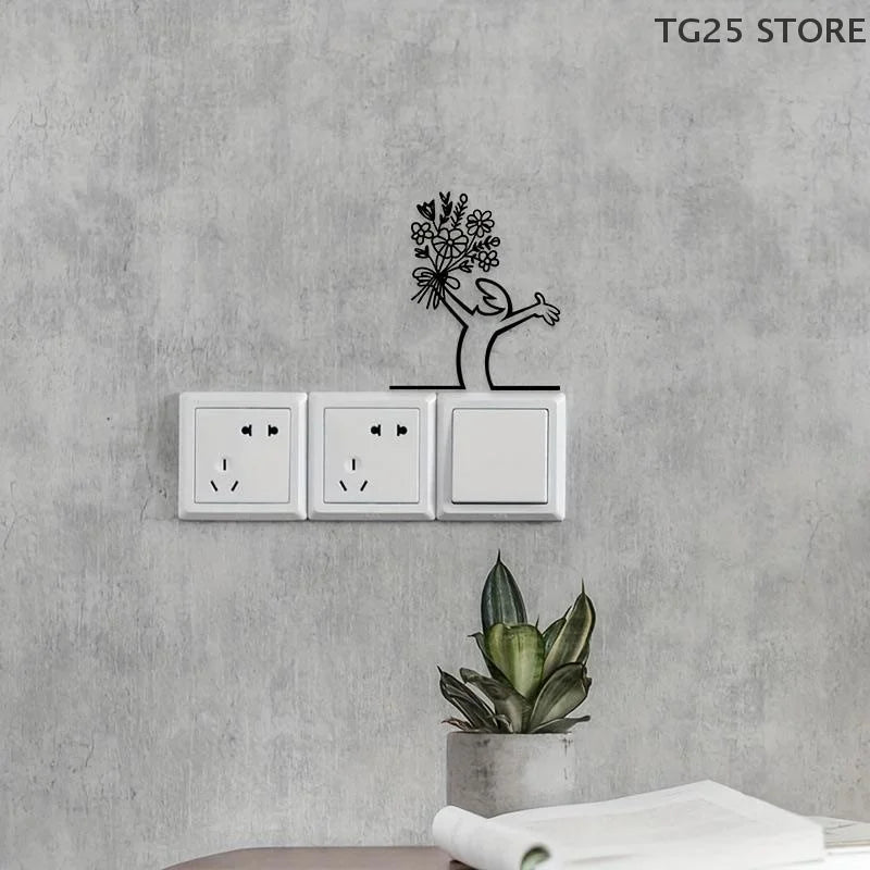 Line Figure Metal Poster for Living Room | Modern Switch Sticker Wall Art