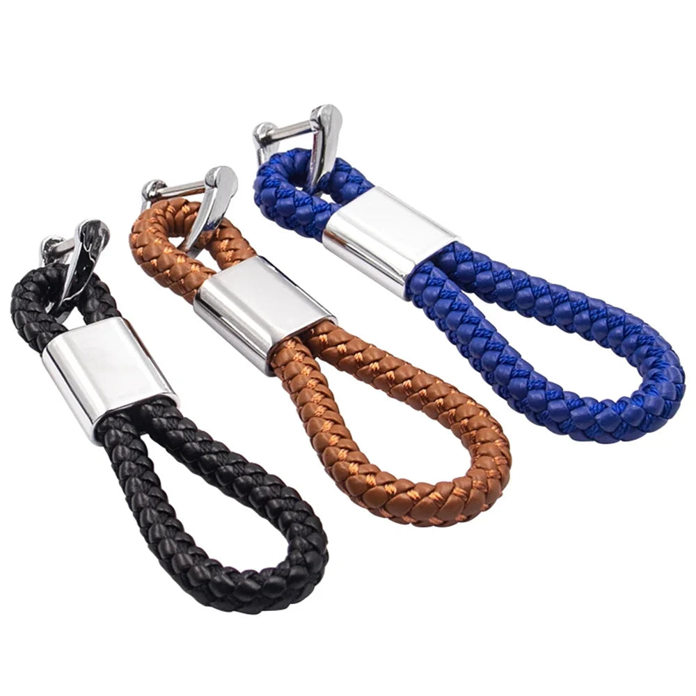 Handwoven Leather Car Keychain | Retro Horseshoe Buckle Key Ring