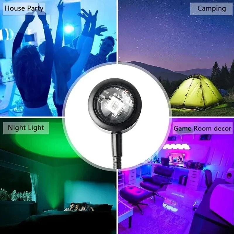 USB Sunset Projection Lamp | Rainbow Atmosphere Night Light for Photography and Room Decor