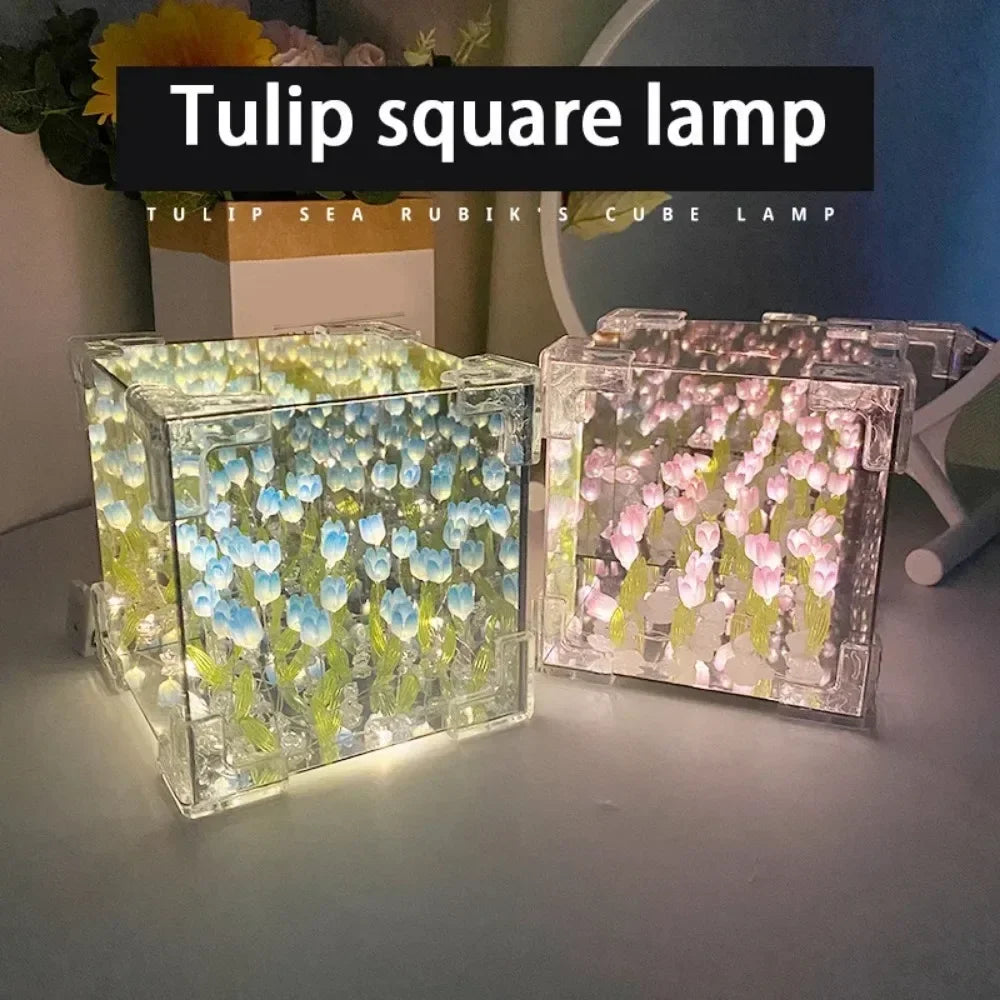 DIY Tulip Sea Mirror Night Light Kit | Handmade Craft Gift Set