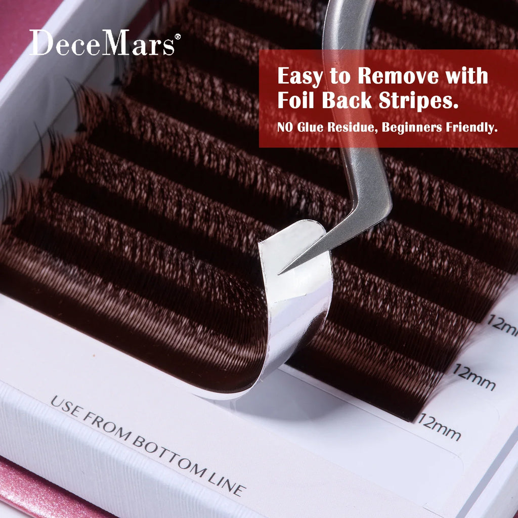 V-Shaped 3D Brown Eyelash Extensions | 12 Rows Professional Lash Tray