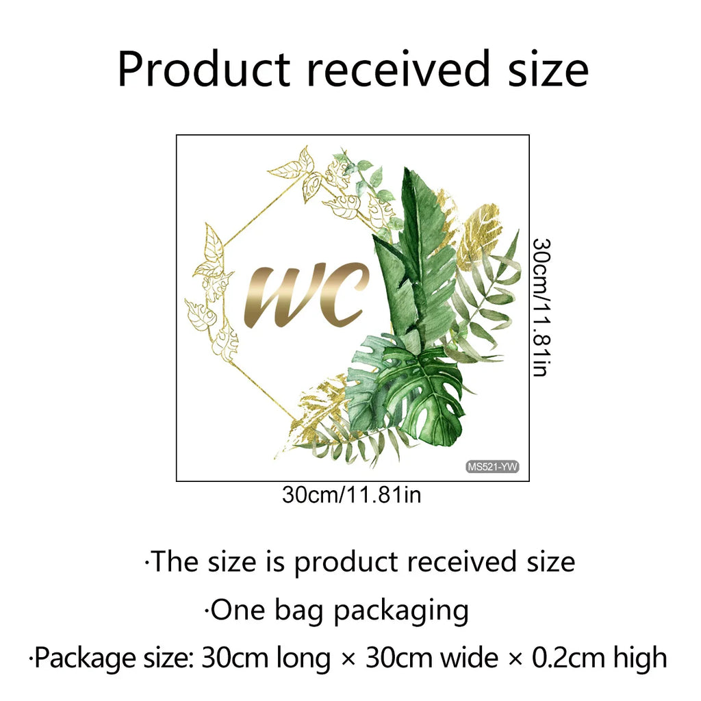 Green Plants WC Wall Sticker | Waterproof Vinyl Bathroom Decoration