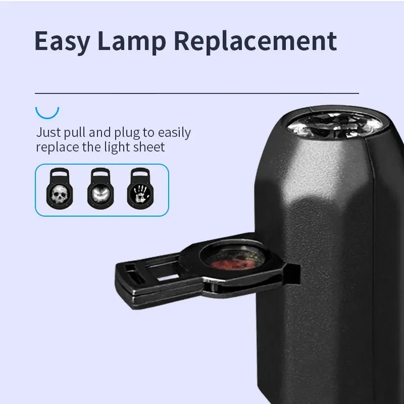 Skull Projection Lamp | Switchable Pattern LED Night Light with USB Power