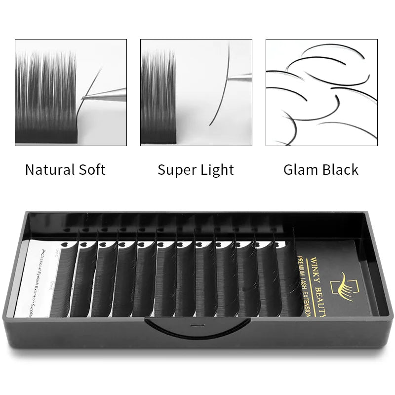 Flat Ellipse Eyelash Extensions | Matte Black Super Soft Natural Look