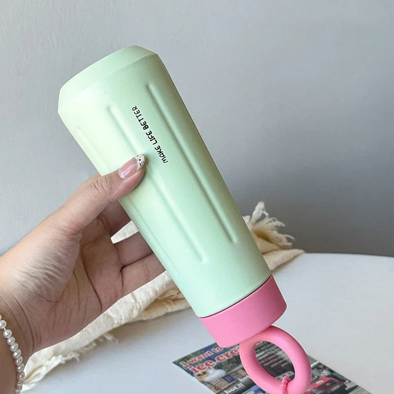 450ml 316 Stainless Steel Vacuum Insulated Water Bottle with Sunflower Pendant | Unisex Thermos for Hot & Cold Drinks