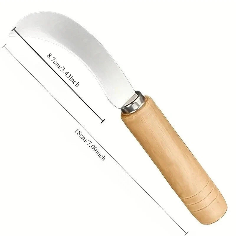 Curved Stainless Steel Weeding Tool with Wooden Handle | 2-in-1 Garden Tool for Outdoor Yard Use