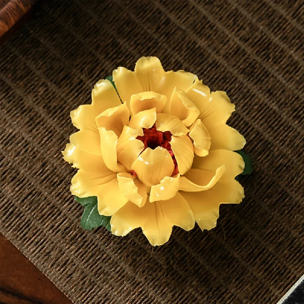 Peony Flower Incense Holder | Decorative Ceramic Incense Burner