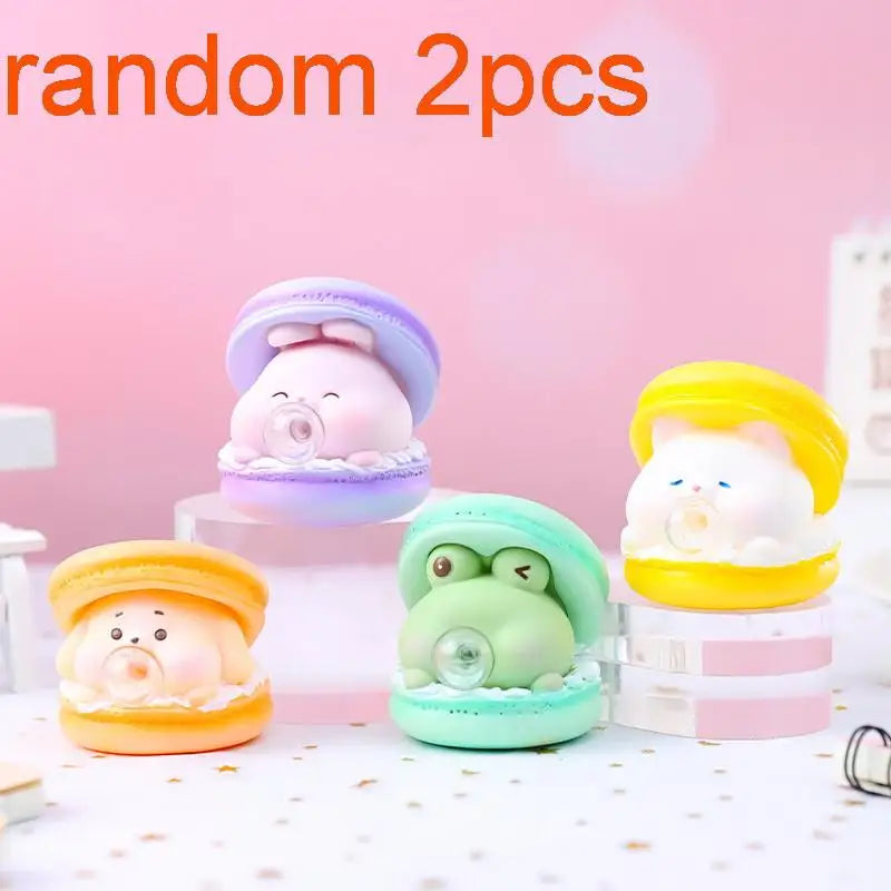 2Pcs Macaron Burger Bubble Blowing Stress Relief Toy | Creative Office Desk Decompression Gift