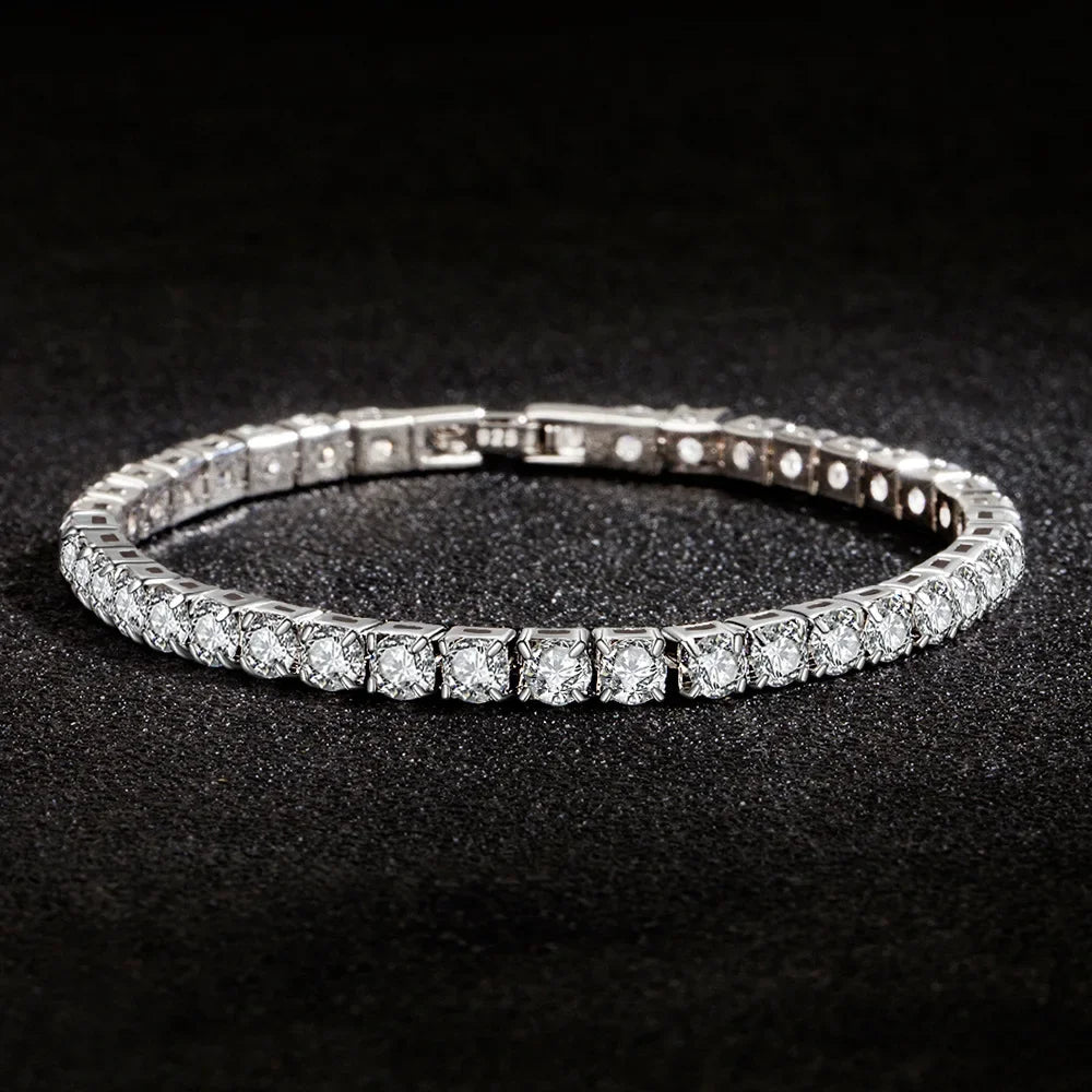 S925 Sterling Silver Tennis Bracelet with Zirconia | 4mm Fashion Wedding Jewelry