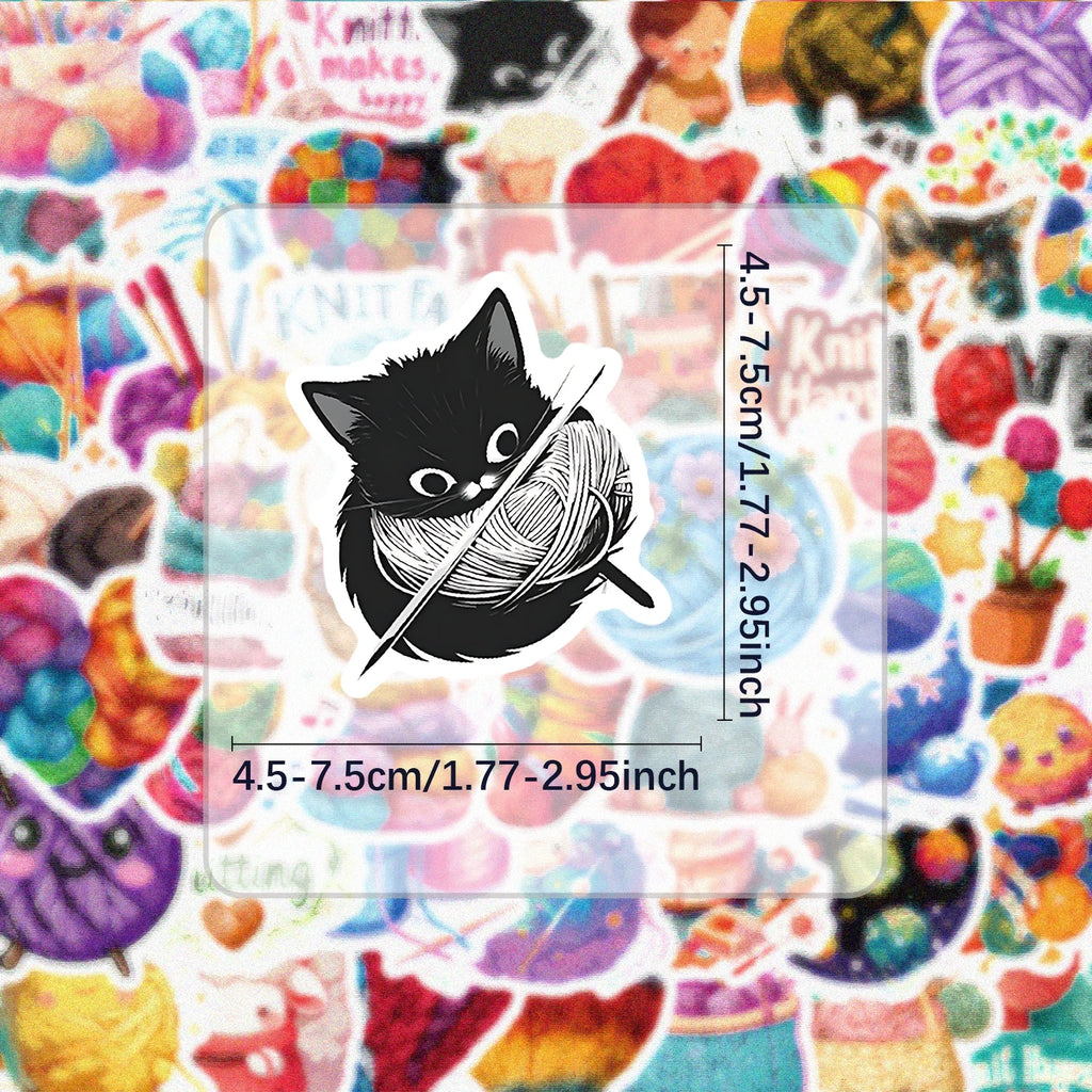 50 Creative Yarn Doodle Stickers Set | Vibrant Decals for Laptops and Water Bottles