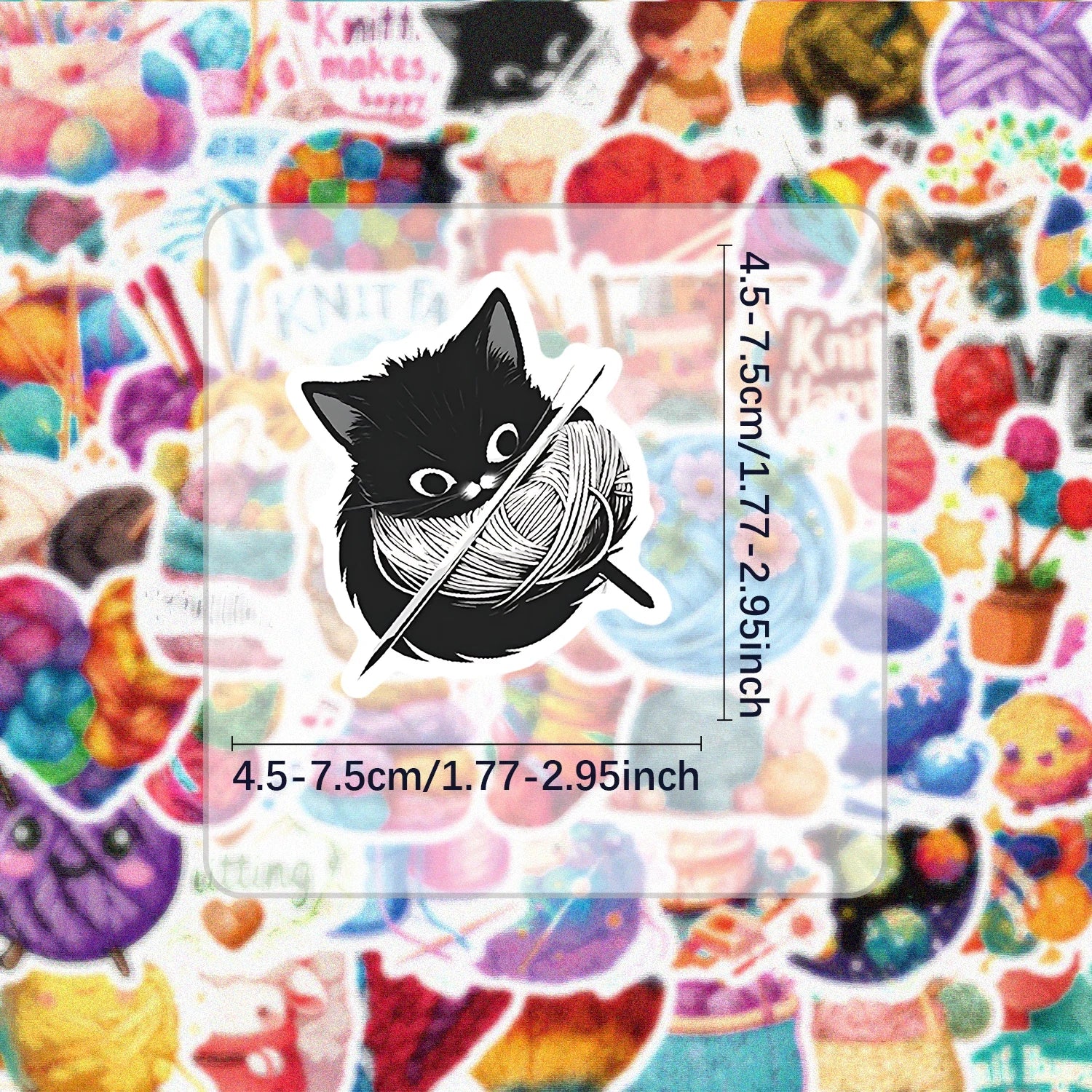 50 Creative Yarn Doodle Stickers Set | Vibrant Decals for Laptops and Water Bottles